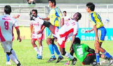 JCT midfileder Paul Macjames in action against Mumbai FC.