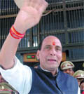 BJP chief Rajnath Singh after filing his nomination on Friday.