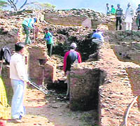 Excavation work being carried out at Chandpur Fort