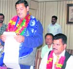 BSP candidate Lala Ram during his filing of nomination papers from Mandi Lok Sabha seat