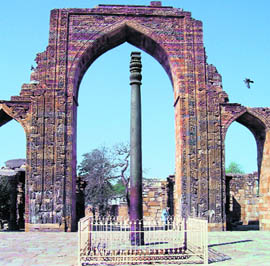 The iron pillar is 7.21 metres tall, with 93 cm buried below the present floor level, and has a diameter of 41 cm