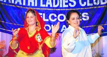 Members of Gayatri Club celebrate Baisakhi in Ludhiana on Monday. Ravneet, Shelly, Urvi, Rimpi and others presented a group dance. The act of ‘marasi’ and ‘marasan’ enthralled the audience