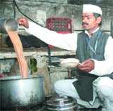 Shatrughan Gupta, owner of a teastall near Hanuman Mandir in New Delhi.