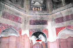 Priceless frescoes in the tomb of Shamsher Khan have been damaged due to renovation work carried out by the ASI.