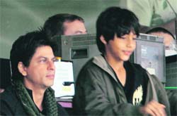 Kolkata Knight Riders' owner Shahrukh Khan during the team's IPL match against Kings XI Punjab in Durban on Tuesday. 