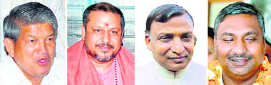 (From left) Harish Rawat, Swami Yatindranand, Ambrish Kumar and Mohd Shahzad.