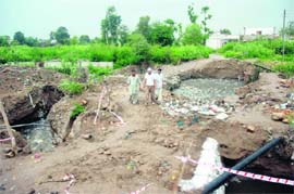 An under-construction drain in the area.