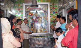 People offer prayers at the Shani Mandir in Laxman Vihar, Gurgaon, on the occasion of Shani Amavasya on Saturday.