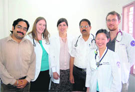 Medical students from US with cardiologist Dr KB Joshi (centre) at the Doon Hospital.