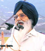 CM Parkash Singh Badal addresses a rally in Bathinda