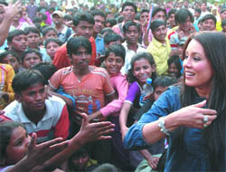 Actor Mahima Chaudhary with children at a rally to promote education in New Delhi on Sunday. The rally was organised by the Bachpan Bachao Andolan. 