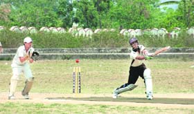 Jharkhand batsman misses a ball at Hukum Singh Memorial National Cricket Tournament in Dehradun