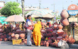 With the mercury rising, earthen pots are much in demand in Karnal.