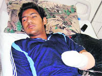 Manpreet Singh in a hospital in Amritsar on Monday.