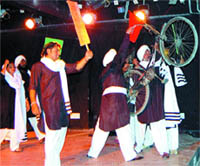 A veiw of Punjabi play Bulldozer staged at the Virsa Vihar in Amritsar.