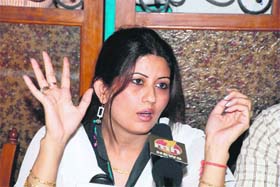 Fiza Mohammed interacts with mediapersons in Hisar
