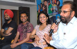 The team of a Punjabi movie, Munde UK De, on Friday visited the city for promoting the flick to be released