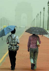 A hazy view of the India Gate in New Delhi on Saturday morning