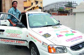 Amit Lall, a Mumbai resident on a Peace and unity mission, in Amritsar