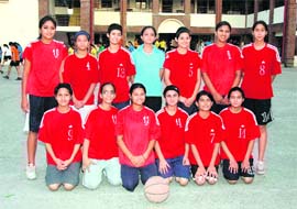 Uttarakhand u-16 basketball team poses for the camera.