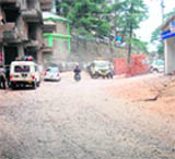 The Dharamsala-Mcleodganj road which is in bad shape.