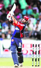 Delhi Daredevils' Gautam Gambhir plays a shot against Kolkata Knight Riders in Durban on Tuesday. 