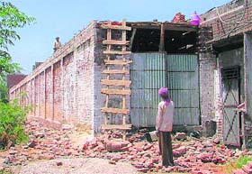 Construction goes on at a plot in Transport Nagar, Ludhiana