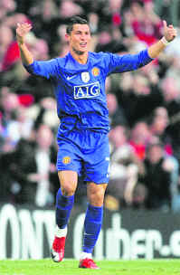 Ronaldo celebrates his second goal on Tuesday.  Reuters