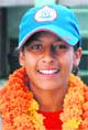 Raksha Pawar, captain of the under-14 Indian girls football team 