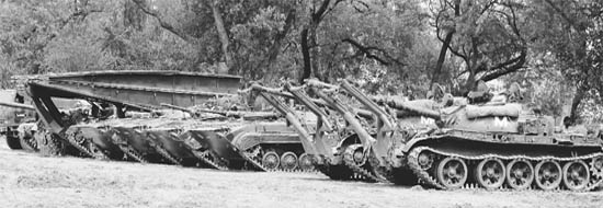 Tanks that are part of a peacetime war exercise at Jagraon.