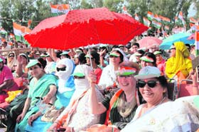 IN SEARCH OF REPRESENTATION: Women participants at a Congress rally in Dehradun