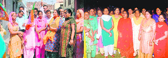 Gurpreet Kaur, daughter of Gurcharan Singh Galib; and Dr Amrit Tewari, mother of Manish Tewari, during canvassing in Ludhiana.