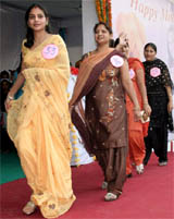 Mothers of students participating in a show at Lord Rama Public School in Bathinda on Sunday.