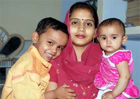 Children enjoy their mothers company in Gurgaon on Sunday.