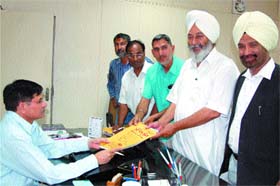 The Congress candidate from the Nurmahal assembly constituency, Gurbinder Singh Atwal, files his nomination papers in Jalandhar