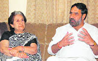 Anand Sharma, the union minister of state for external affairs, along with Vidya Stokes, leader of the opposition, in the vidhan sabha in Nurpur area of Kangra district.