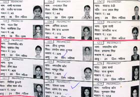 The official record of booth No. 97 in Sector 14, Panjab University, Chandigarh, shows frivolous voters (within red lines)