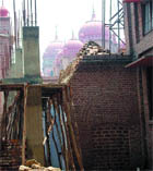 A view of the demolished portion of the Chemistry Department of the historical Khalsa College in Amritsar on Thursday.