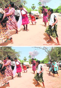 A combination of photographs released by the Sri Lankan army shows what it says propoganda by rebels, in which it claims civilians are being set-up to pose for a photograph during shelling. 