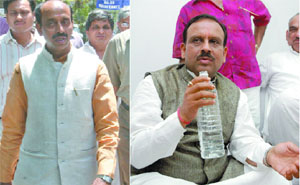 BJP candidate from the New Delhi constituency Vijay Goel after losing to Congress candidate Ajay Maken on Saturday. (right) BJPs Chandni Chowk candidate Vijendra Gupta at the counting centre in Delhi on Saturday.