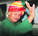 Congress candidate Rao Inderjeet Singh after his victory in Gurgaon on Saturday.