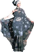 A model walks the ramp in Ramesh Dembla creation in Bangalore.