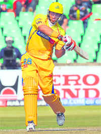 Matthew Hayden plays a shot against Mumbai Indians in Durban on Saturday.