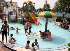 The young and the old revel at the water park on Barnala road on Sunday.