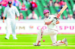 Ramnaresh Sarwan in action on Sunday.