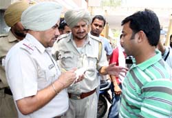 Police recording the statement of the son of the lady doctor of Rampura Phul who allegedly committed suicide in Bathinda on Monday.