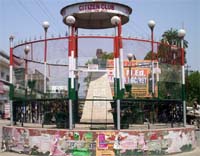 Shastri chowk defaced by ad material. 