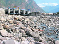 A view of the Maneri Bhali power project on river Bhagirathi in Uttarkashi district.