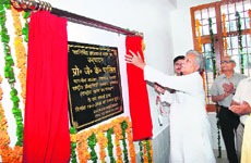 The chairman of the NIT, Kurukshetra, Prof JK Palit, inaugurates a hostel for boys in Kurukshetra, on Monday.