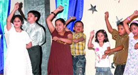Students of Innocent Heart School perform during a function in Jalandhar.